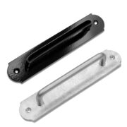 one black door handle and one silver door handle