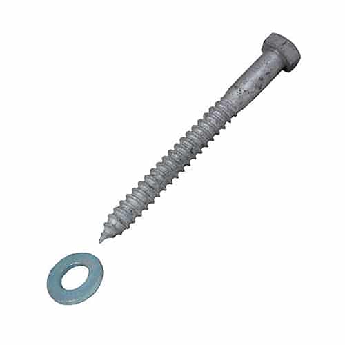 3/8" x 5" Lag Screw & Washer, Hot-Dip Galvanized
