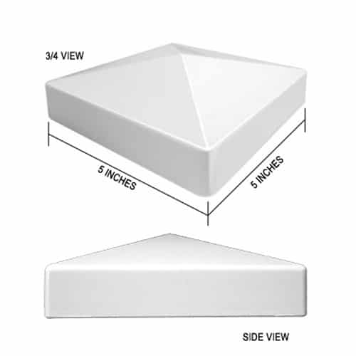 5"x5" PVC Post Caps, 10-Pack, White