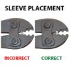 diagram showing sleeve placement in head of crimping tool