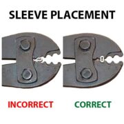 diagram showing sleeve placement in head of crimping tool