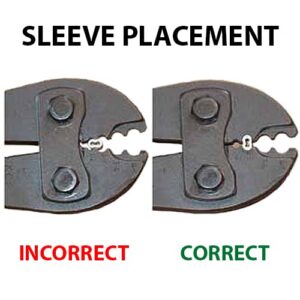 diagram showing sleeve placement in head of crimping tool