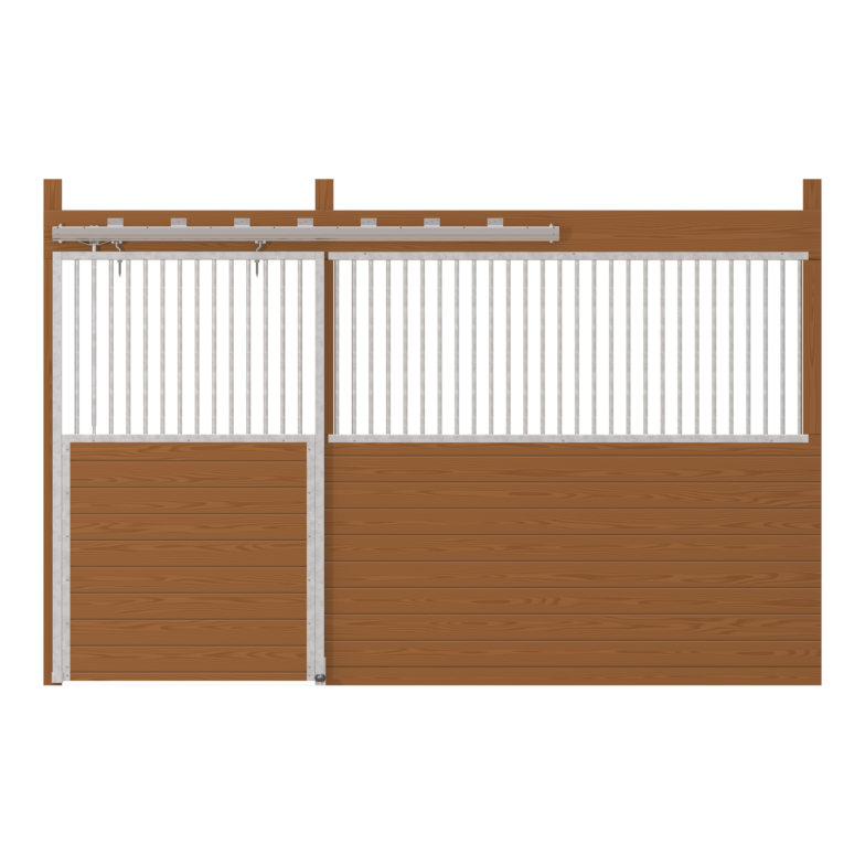 Cambridge-12ft-front-gtdoor-nofeed-left-galvanized Cambridge Stall Front with Grill Top Door