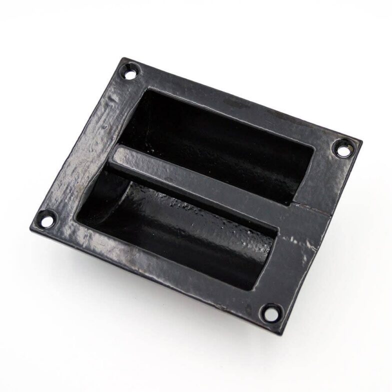 Cast Iron Heavy-Duty Flush Pull Door Handle, Powder-Coated Black