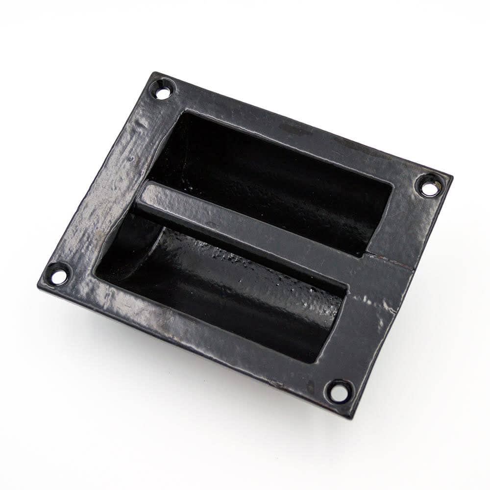 Cast Iron Heavy-Duty Flush Pull Door Handle, Powder-Coated Black