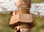 copper bolt shown in use with braided electric fence