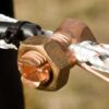 copper bolt shown in use with braided electric fence