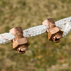 copper bolt shown in use with braided electric fence