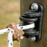 copper bolt shown in use with braided electric fence