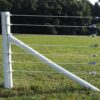 wooden post showing 7 white end loop assemblies
