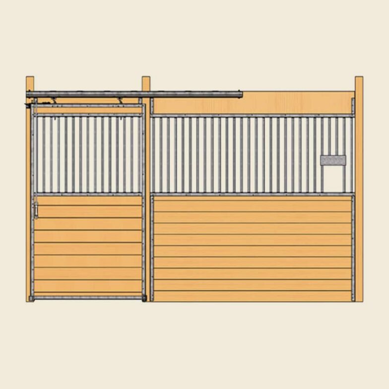 Essex Stall Front with Grill Top Door & Feed Opening Kit, Galvalume Essex Stall Front with Grill Top Door & Feed Opening Kit, Galvalume