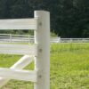 Flex Fence showing the end plate attached to a white post