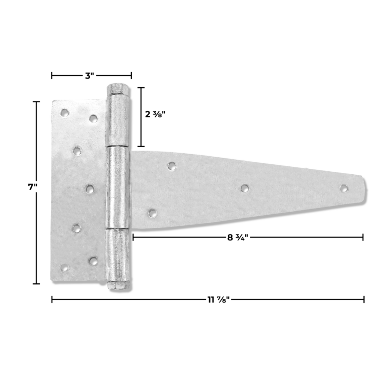 HDTH10 Measurements diagram of silver hinge showing measurements