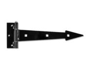 black, arrow-shaped steel hinge