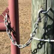 chain latch gate installed between gate and post