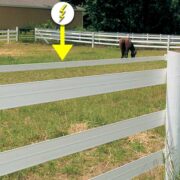 photo diagram of a yellow arrow pointing to the electrified electric tape