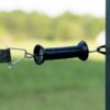 closeup of a black electric gate handle