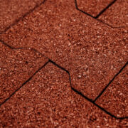 close up of terracotta rubber pavers