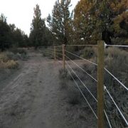 shockline electric fence strung along a dirt path