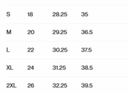 Size Chart - Green Long Sleeve TShirt