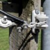 U-Bolt Connector attached to braided electric rope