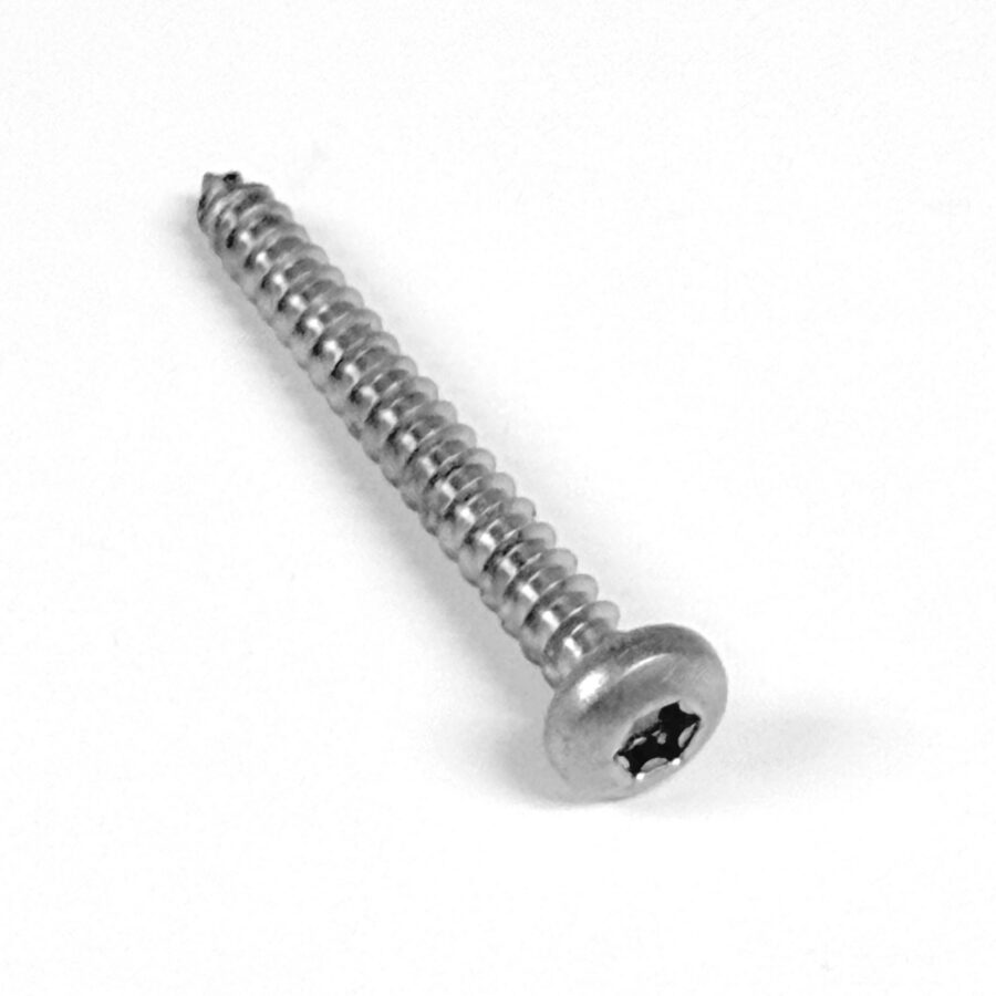 3/4 view of screw with star head visible