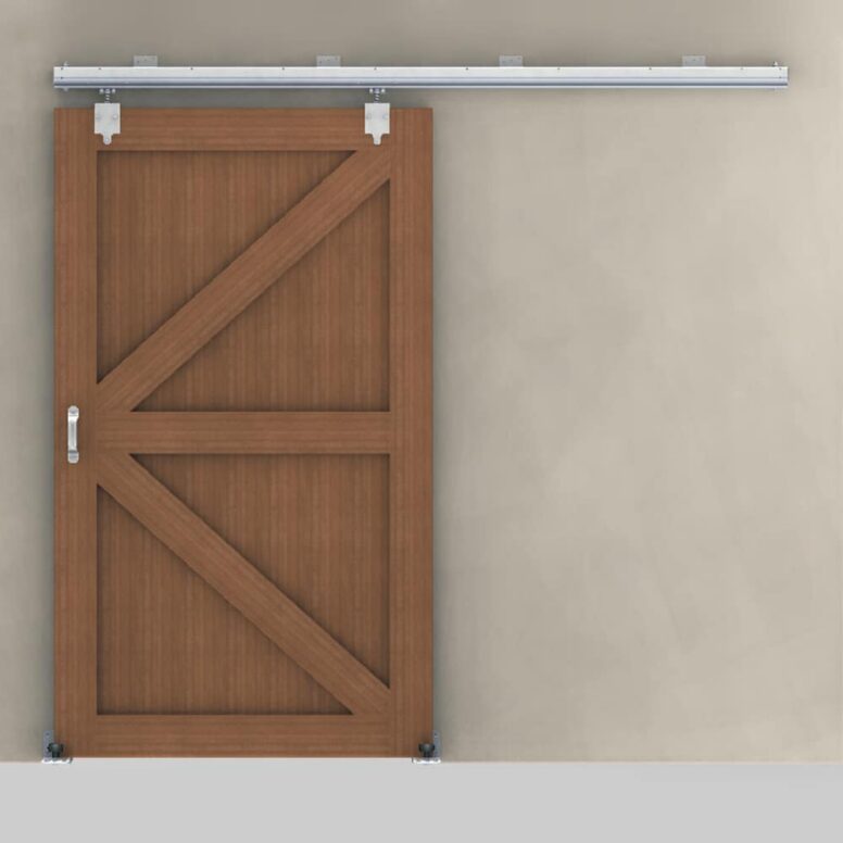 Barn Door 8' Premium Track & Hanging Hardware Kit, Galvanized