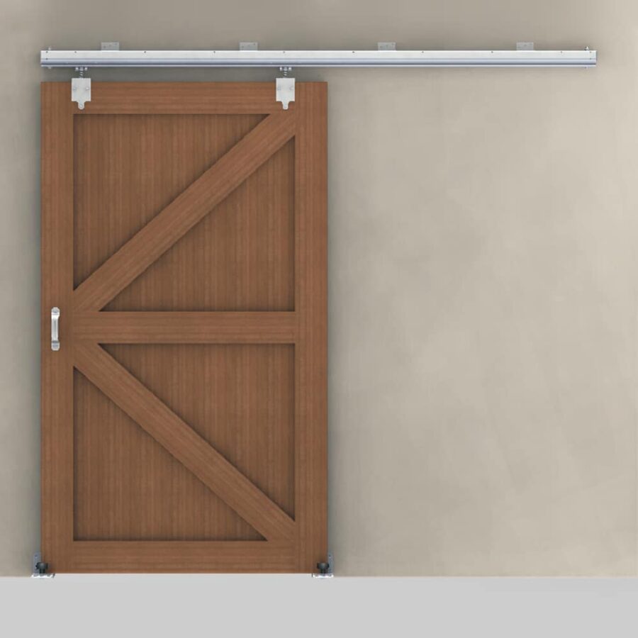 Barn Door 8' Premium Track & Hanging Hardware Kit, Galvanized