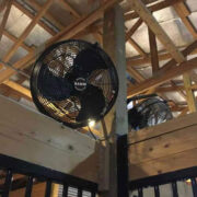 Agricultural basket fan installed in horse barn